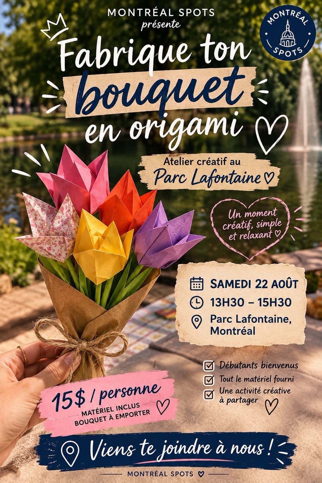 Event Fabrique ton bouquet en origami 🌷 à Parc La Fontaine
